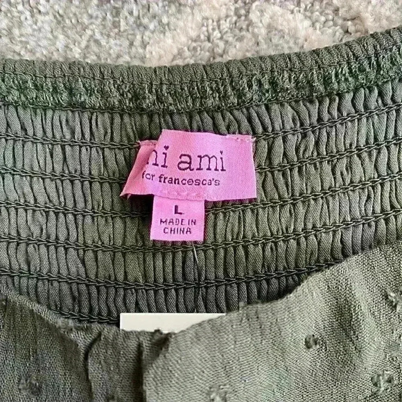 NWT Francesca’s Mi Ami Floral Ruffle Chiffon Mini Dress Green - Picture 3 of 6